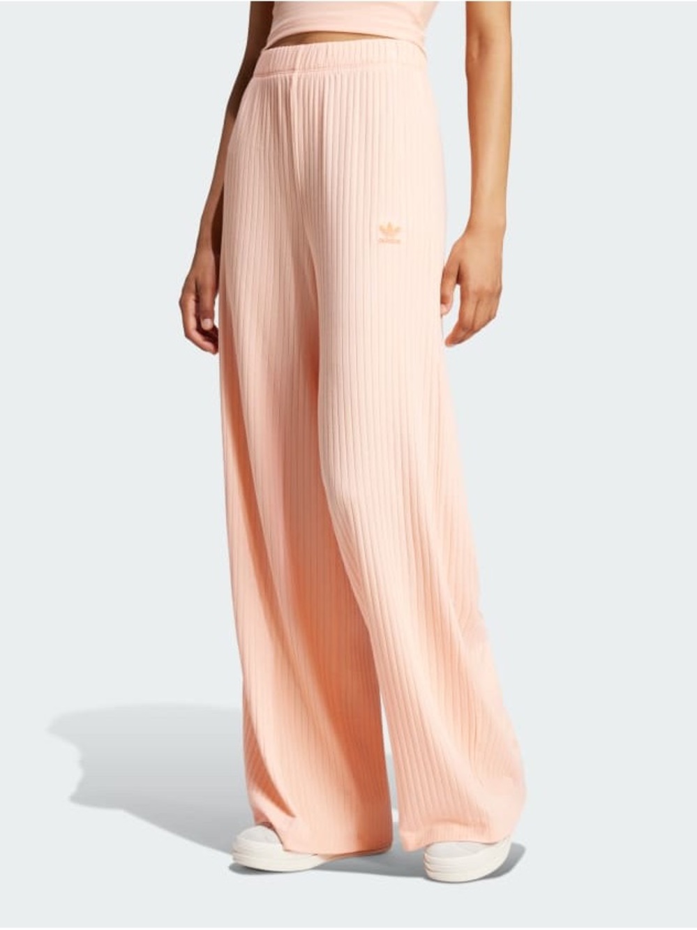 adidas Peach Ribbed Wide-Leg Pants for Women